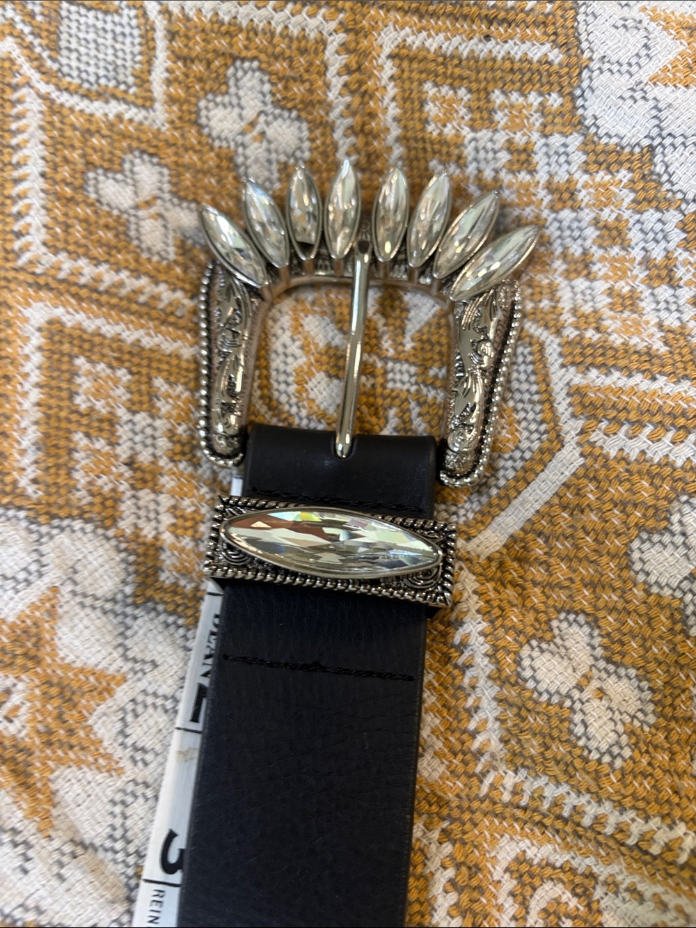 B-Low the Belt - Black Women’s Belt with Crystal-Accent Silver Buckle